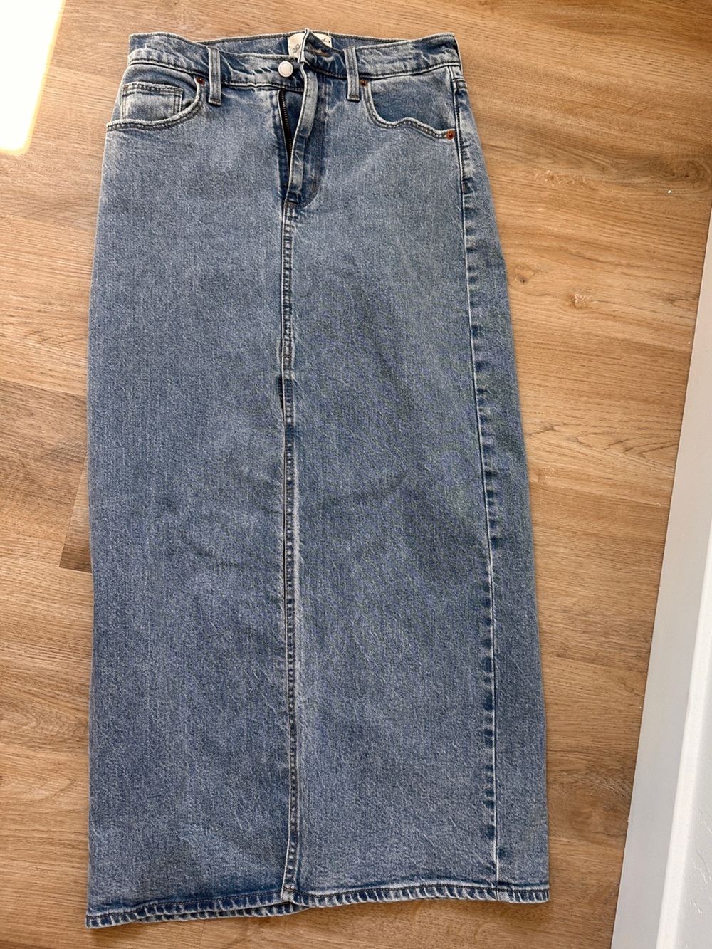 Universal Thread High-Waist Denim Maxi Skirt in Stone Wash Blue